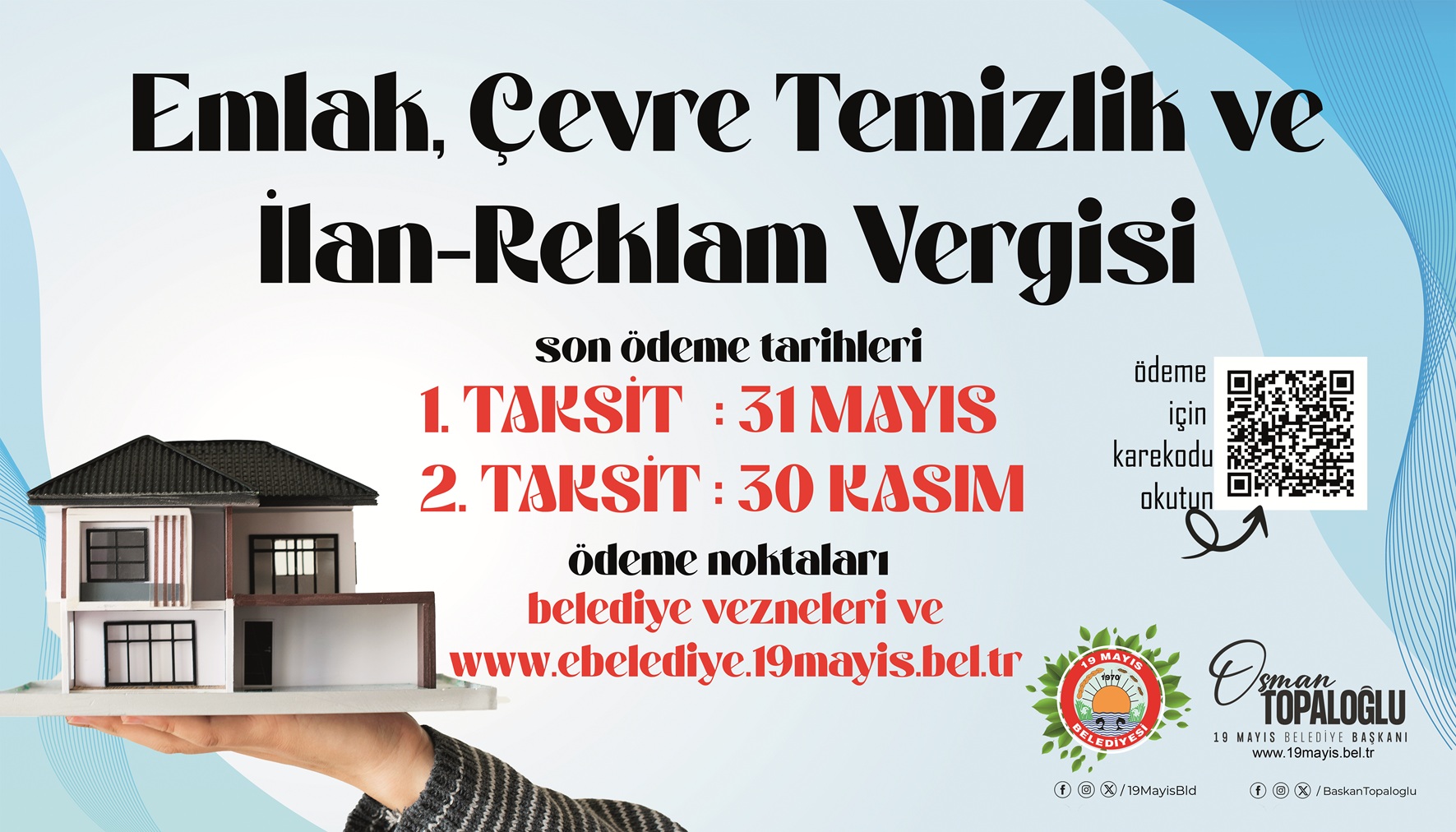 2025 Yılı Emlak, Çevre Temizlik ve İlan-Reklam Vergisi 1. Taksit Son Ödeme Tarihi 30 Mayıs